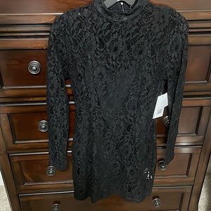 Just Fab black lace dress with black slip attached under dress. Size small